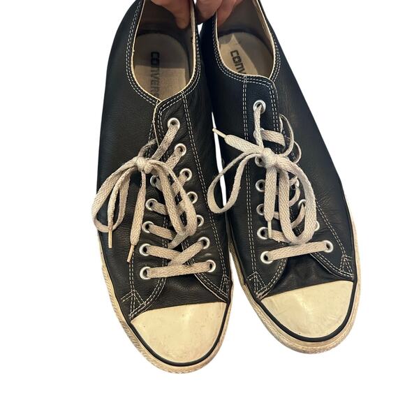 Chuck Taylor All Star Ox Low Top Leather Black Men's 13 Shoes Sneakers - Picture 1 of 8
